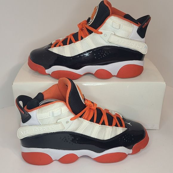 Nike Air Jordan boys 6 rings GS in color way orange/ black  Nike Air Jordan 6 Rings Youth (4.5Y) Shoes White Black Team Orange DV1345-108